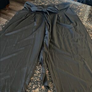 Shein Curve Black Wide-Leg Pants with Tie Waist 2XL